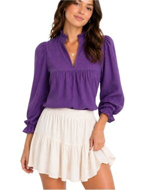 Never A Wallflower Purple Floral Vicki Top Size L NWT